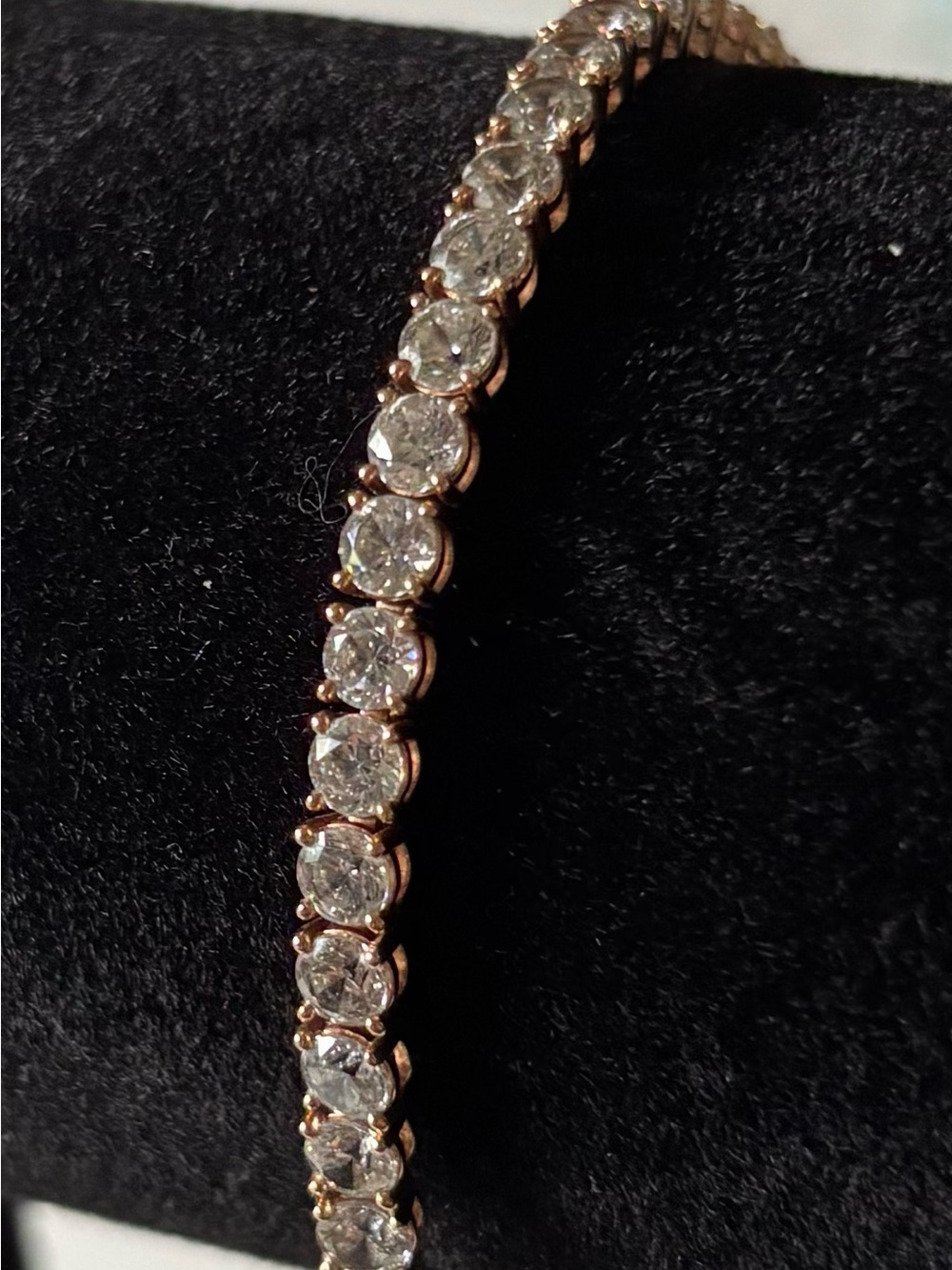 Swarovski Clear Crystal Tennis Bracelet Rose Gold Tone Signed 7” + Extender